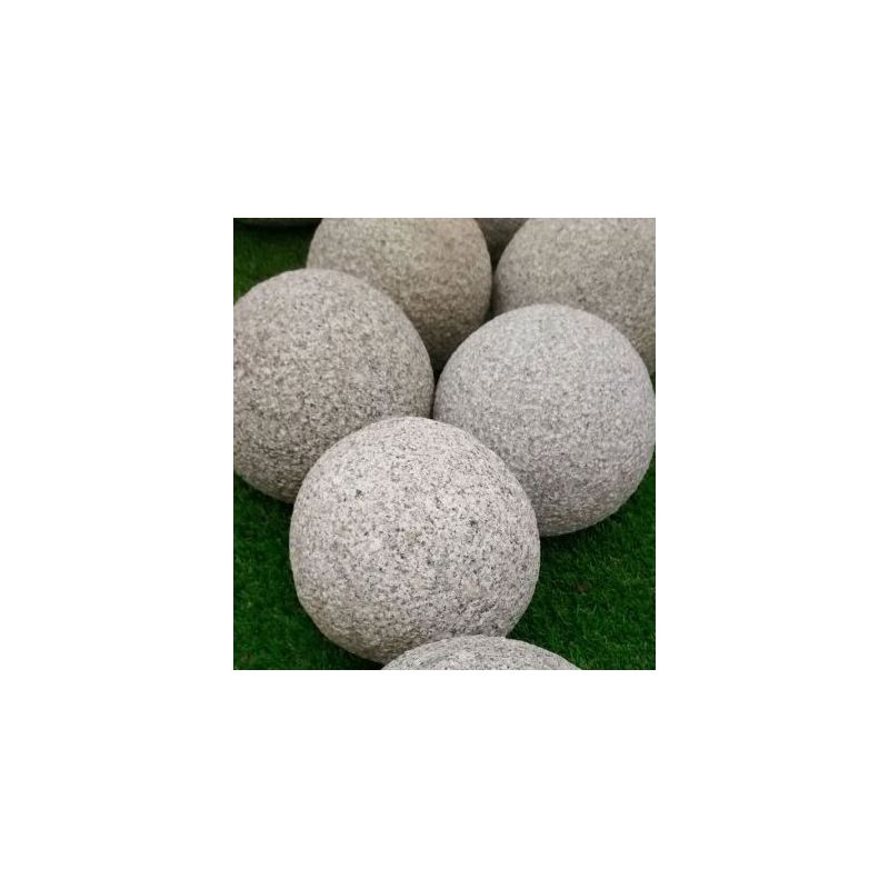 Sphère granit grisbouchardé - pierre naturelle