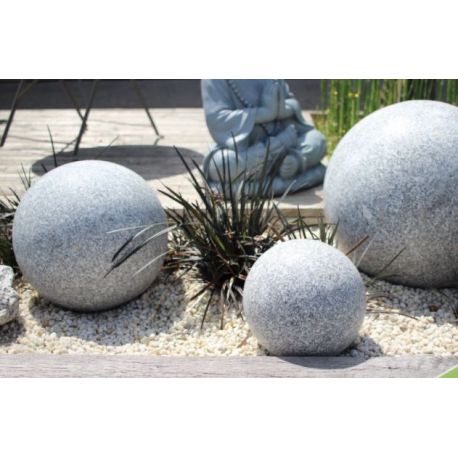 Sphère granit gris - pierre naturelle Sphère granit gris - pierre naturelle