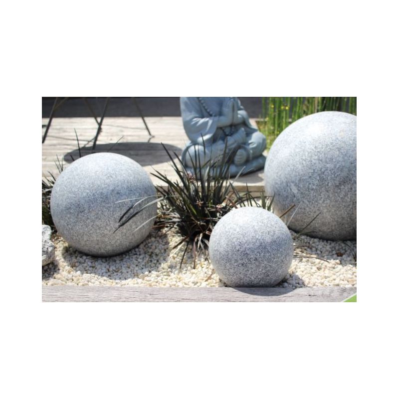 Sphère granit gris - pierre naturelle