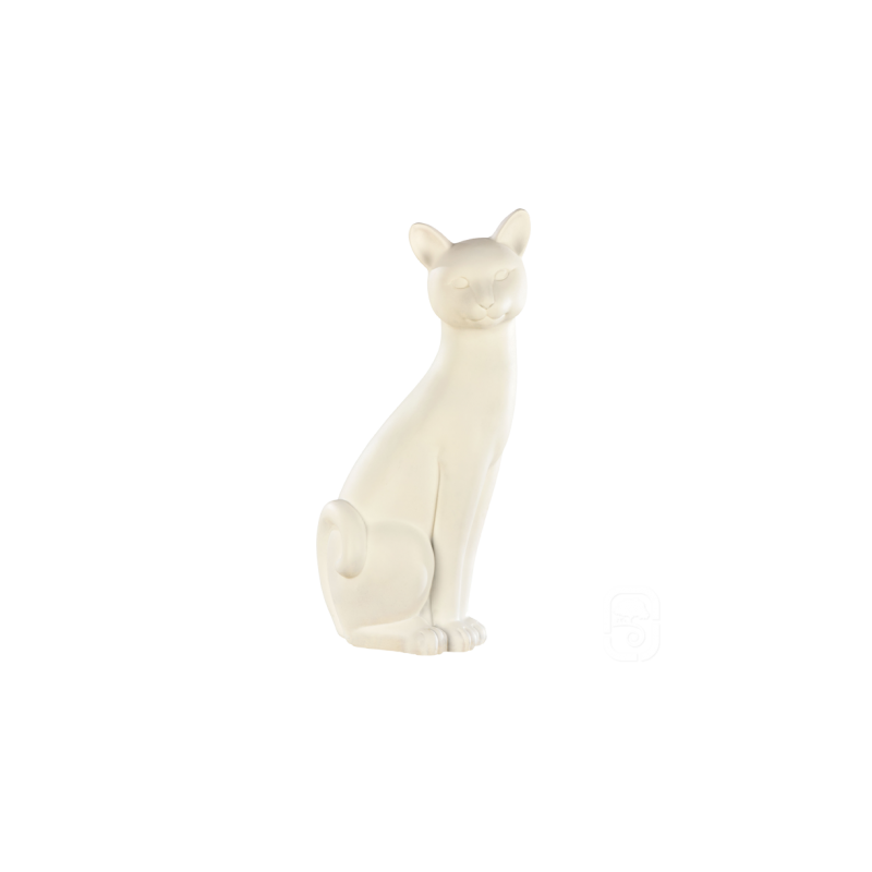 Sculpture Grand chat déco blanc H 58cm 