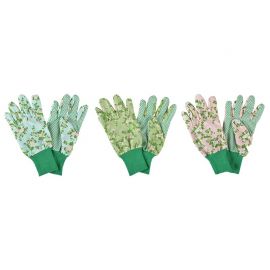 Gants de jardinage vert motif fleuri