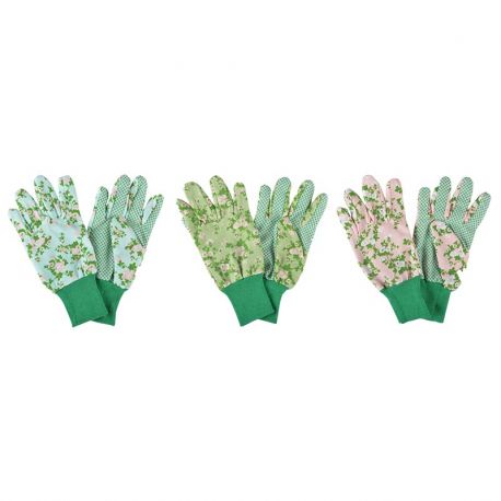 Gants de jardinage vert avec motif fleuri pour femme – Jardiprotec
