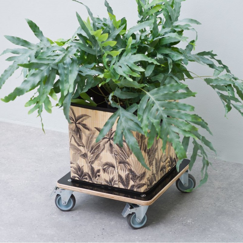 Support Plantes D’Extérieur Pivotant Sur Roulettes – Chariot à Fleurs En Fer Noir – 360° Facile à Déplacer