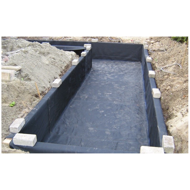 Bassin Poisson Doublure Membrane Imperméable Durable Plastique Noir Long