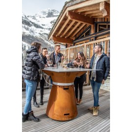 Table Brasero Plancha Fusion RONDE + PIED Ht 40 - CORTEN ou EPOXY VULX -  Barbecues charbon de bois - Jardin Concept