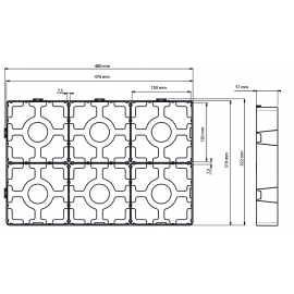 plaque pour 6 pavés de 15 x 15 cm Urbanit pavés - schéma